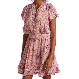 Poupette St Barth Printed Ruffle Trim Dress